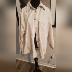 Eddie Bauer White Lightweight Corduroy Shirt Jacket